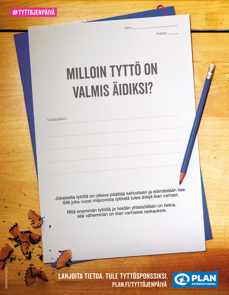 Planin #tyttöjenpäivä-mainos: Milloin tyttö on valmis äidiksi?